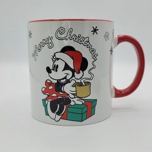 Disney Christmas Minnie Mouse Oversized Mug 16oz Red Handle Holiday Cheer